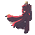 a small pixel sprite of vash the stampede from behind, walking away with his coat blowing in the wind